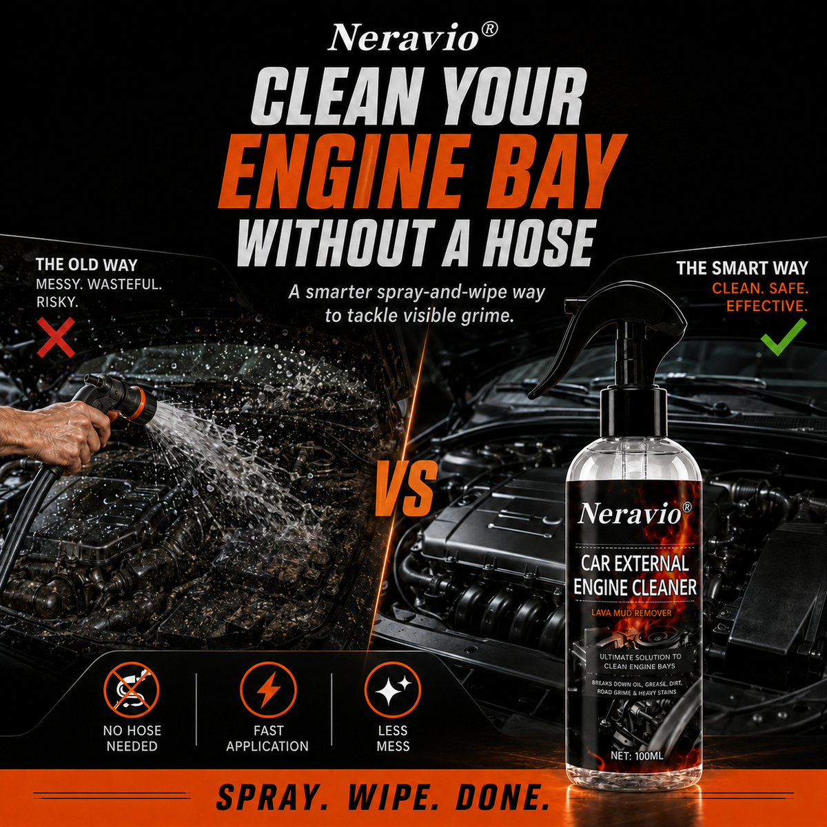 Waterless Fast Acting Car Engine Bay Cleaner