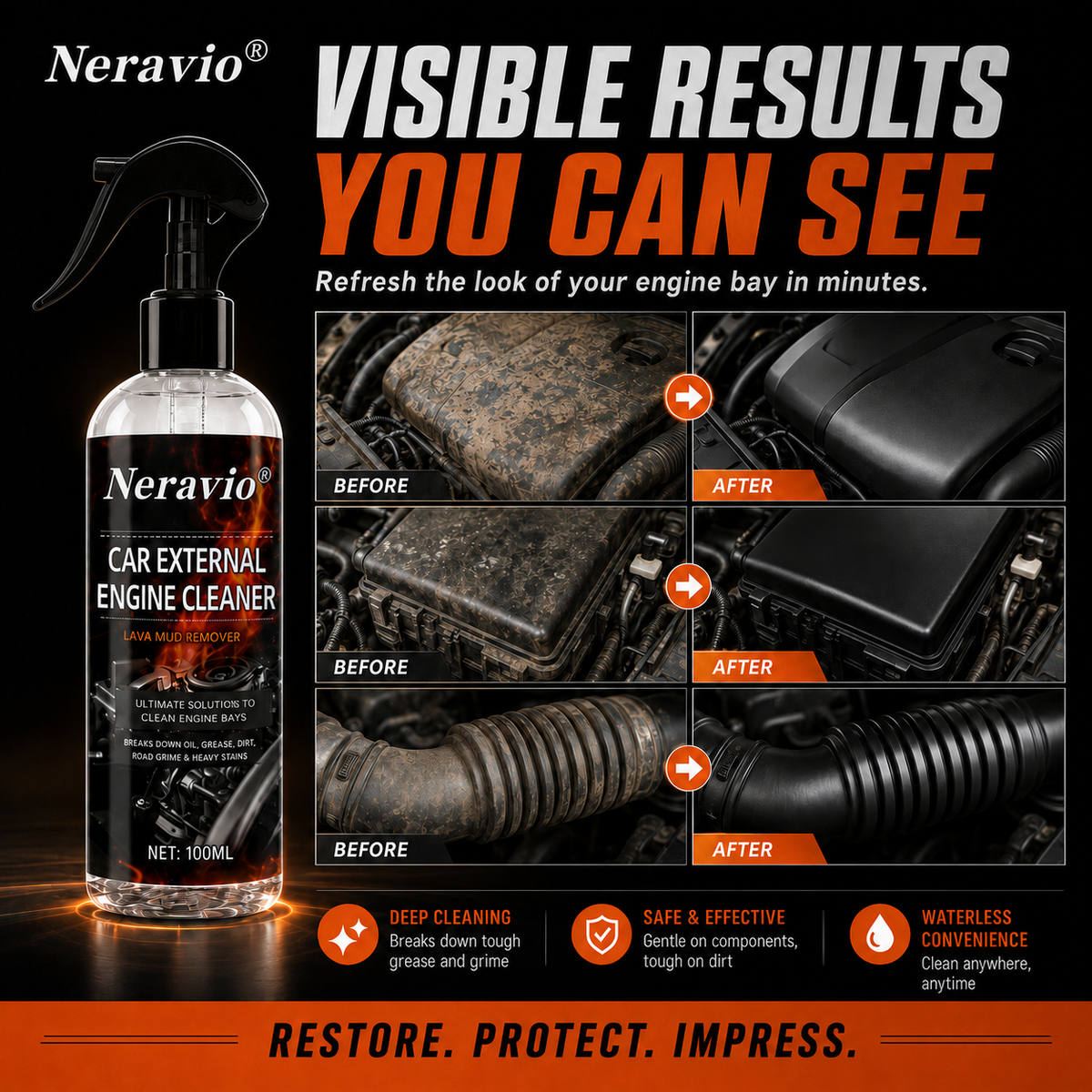 Waterless Fast Acting Car Engine Bay Cleaner