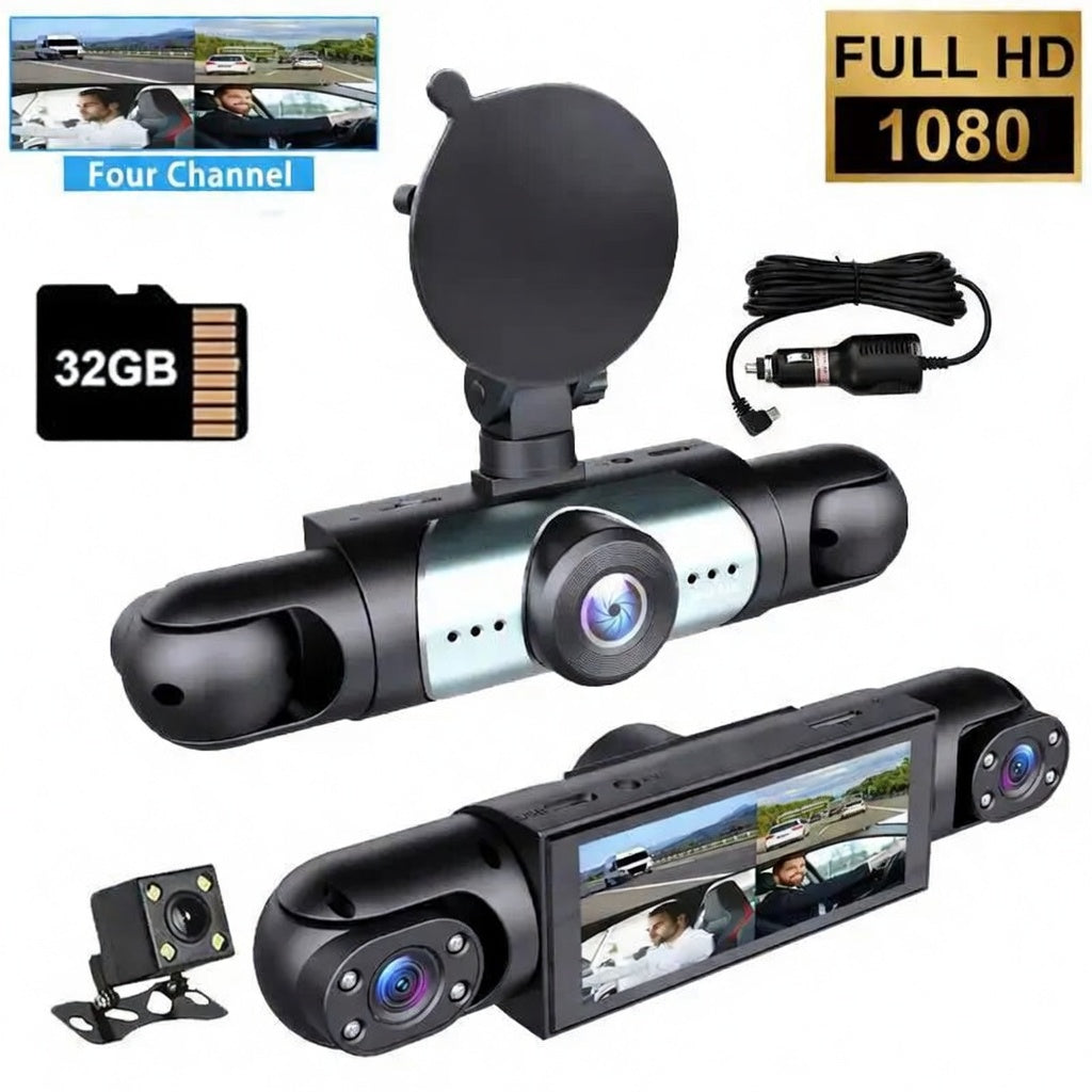 Full view 4 Channel Car Dash Cam 1080P HD DVR Night Vision
