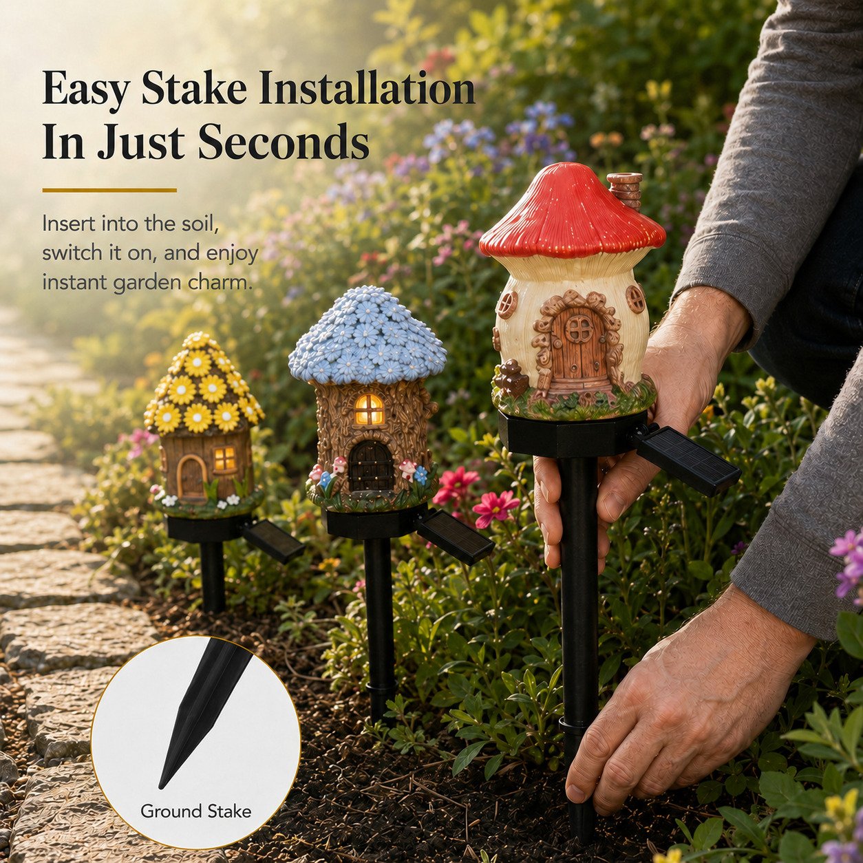 🔥Last Day 55% OFF 🔥 Solar Fairy-Tale Mushroom Cottage Garden Light