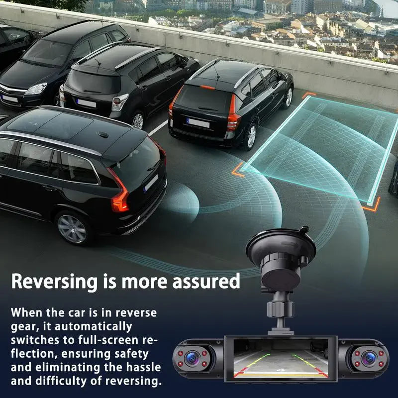 Full view 4 Channel Car Dash Cam 1080P HD DVR Night Vision