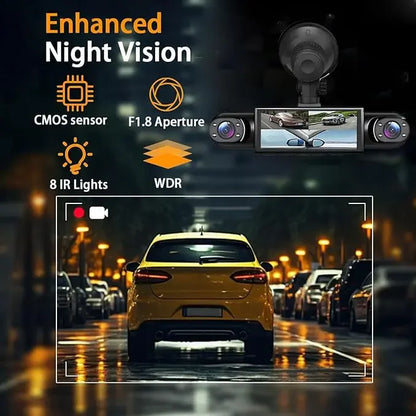 Full view 4 Channel Car Dash Cam 1080P HD DVR Night Vision