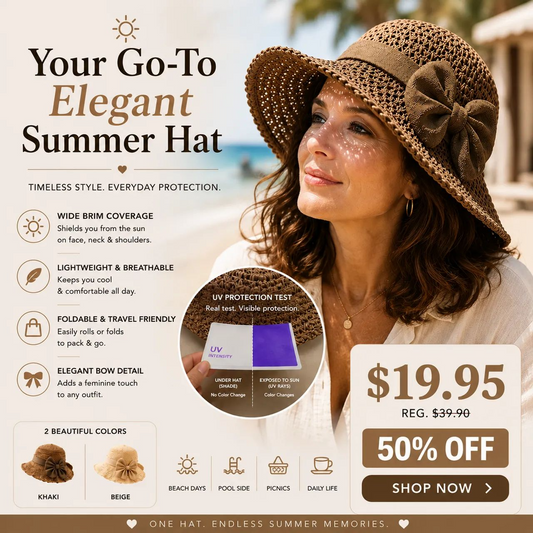 Elegant Woven Straw Sun Hat with Bow 🎀